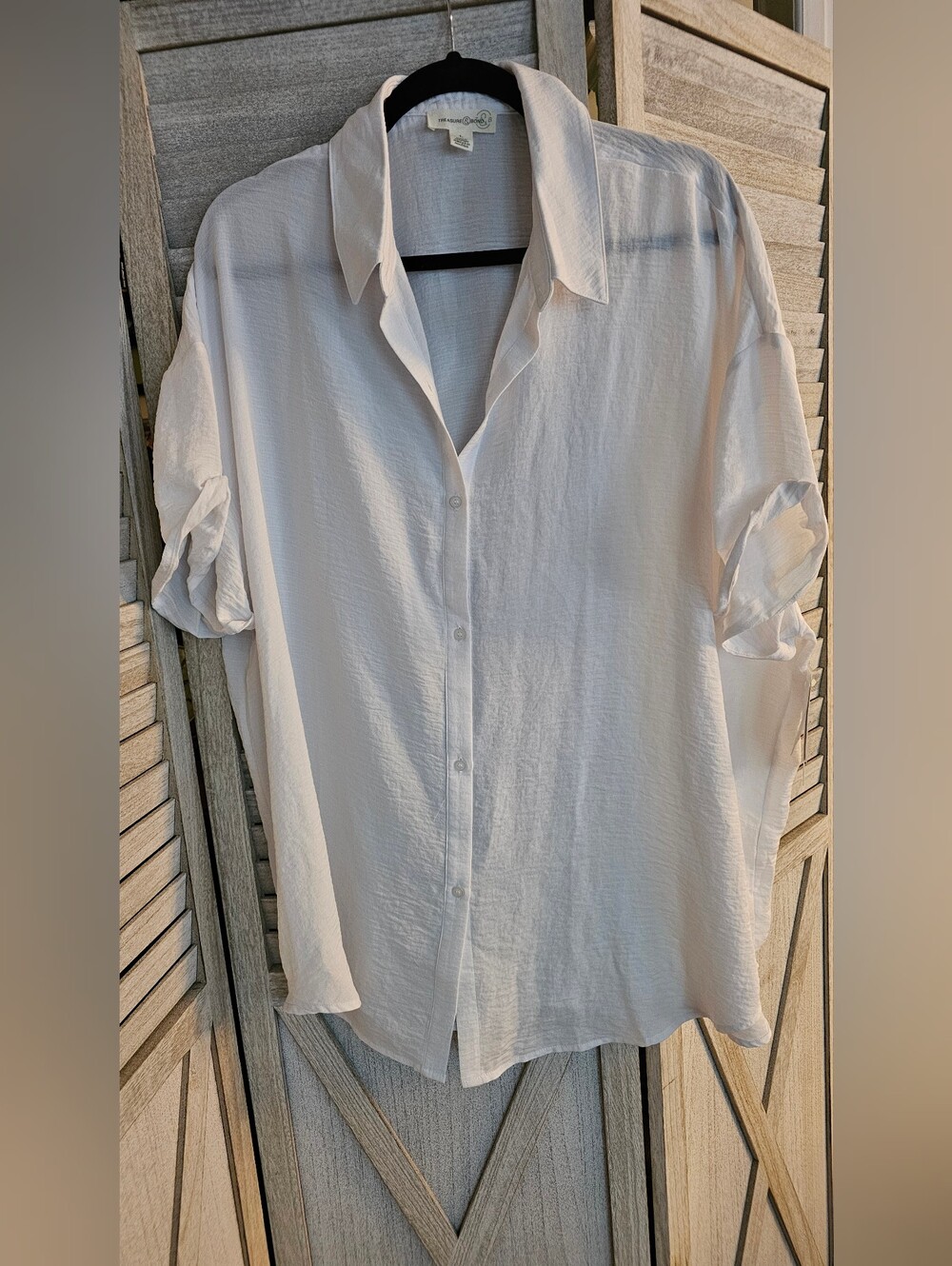 Treasure & Bond Relaxed White Casual Button-Down Shirt